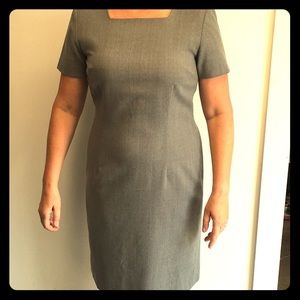 Talbots Gray Wool Short Sleeve Lined Shift Dress